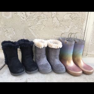 Girls Cat & Jack Winter/ Rain Boots lot Size 8